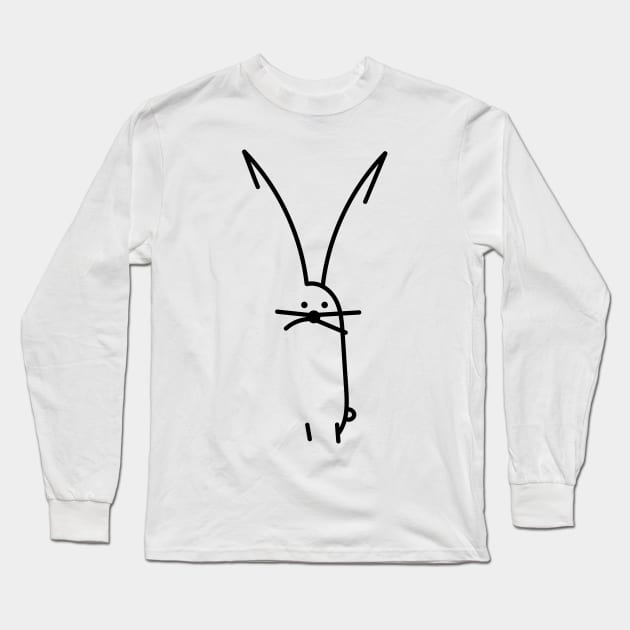 Bunny minimalism stick figure Long Sleeve T-Shirt by spontania